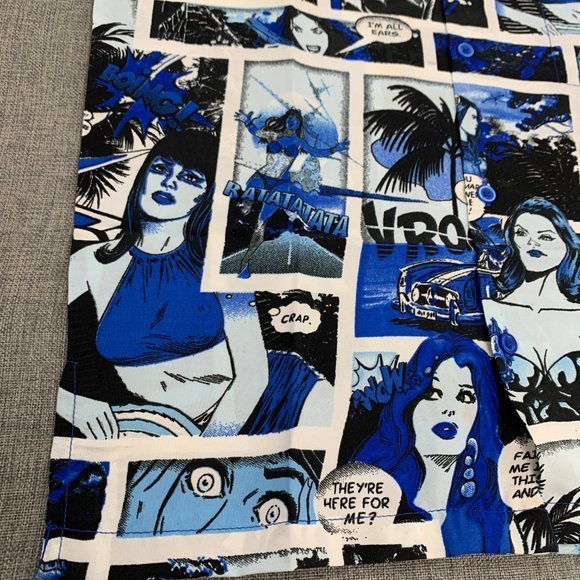 Brand New Comic Button Down Top Collared Lightweight Soft Thin Material S-M - Picture 6 of 14